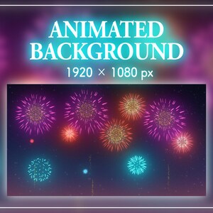 Exibição vibrante de fogos de artifício | Fundo animado em loop Full HD para VTubers