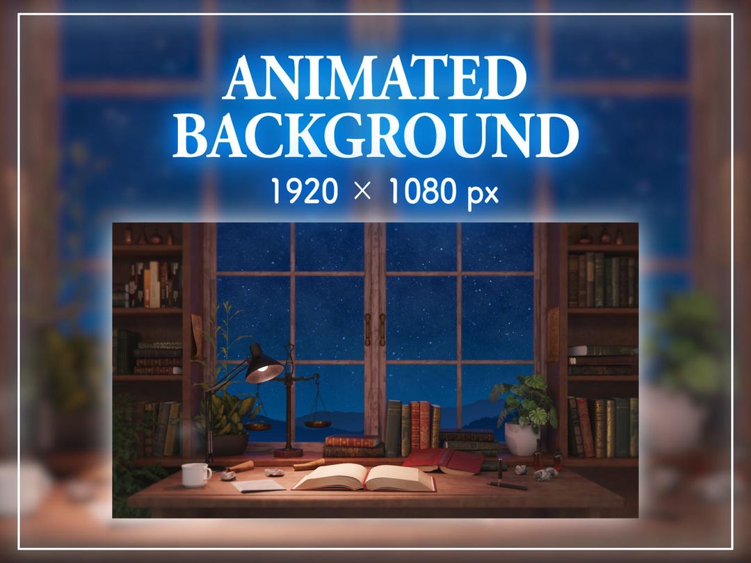 Cozy Starry Night Study Room – Animated Background for Vtubers ...