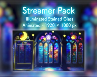 Stained Glass Chapel Stream Pack – Animated VTuber Twitch Overlay (Digital Asset)