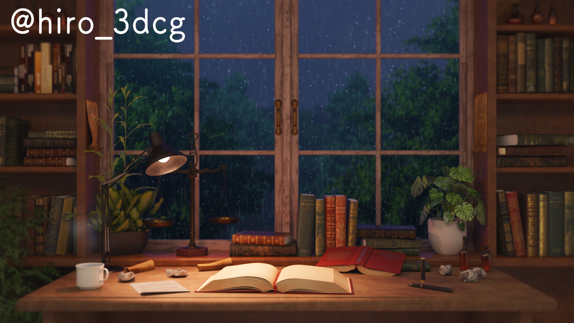 Cozy Rainy Night Study Room | Full HD Looping Background for Vtubers - Etsy