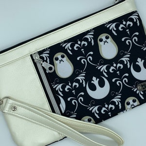 Bolsa com zíper em formato de pássaro espacial, bolsa Space Wars, bolsa Space Wars, presentes Space Wars, bolsa adorável, bolsa Porg, presente Space Wars para esposa