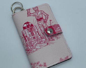 Star Wars wallet, Pink Star Wars toile, Star Wars gifts, R2D2 and C-3PO wallet, pink wallet, wallet keychain, gifts for geeks