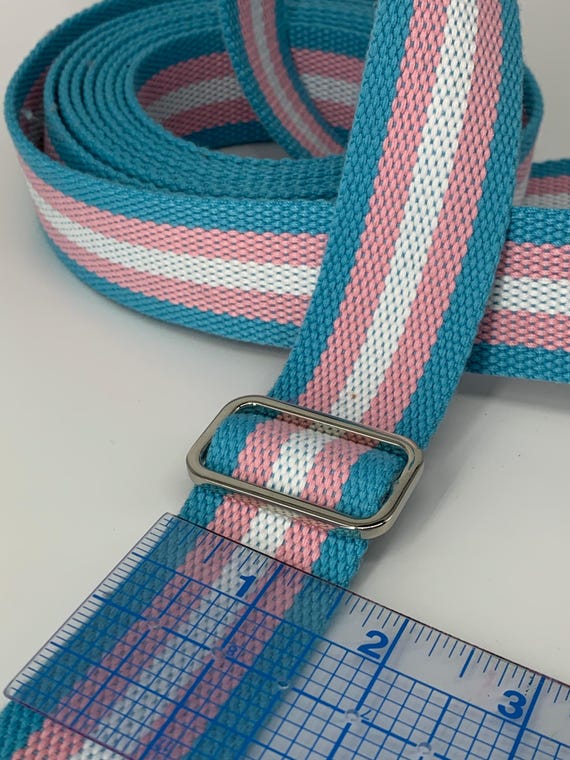Transgender Pride 1.5” (38mm) cotton webbing, transflag webbing for bags, LGBTQ belt webbing, LGBTQ pride, trans flag