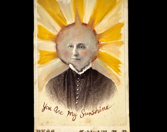 You are my Sunshine Altered Art Victorian Cabinet Card Photo Painting