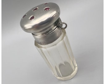 Antique Victorian Chatelaine Scent Bottle Sterling Silver Ruby Cut Crystal