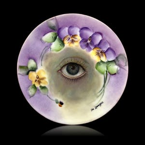 Lovers Eye Painting by Dee Sprague on a Vintage Bavarian Porcelain Plate