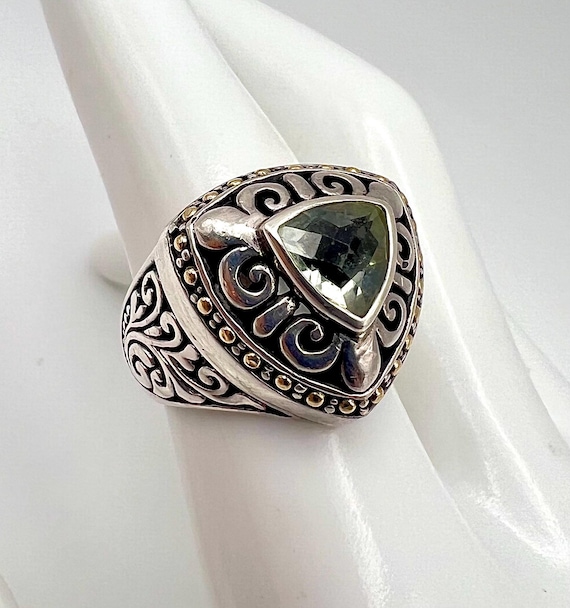 Samuel Benham Sterling Silver 18K Yellow Gold PRASIOLITE Pendant