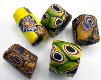 5 Rare Antique Venetian Millefiori Glass African Trade Beads