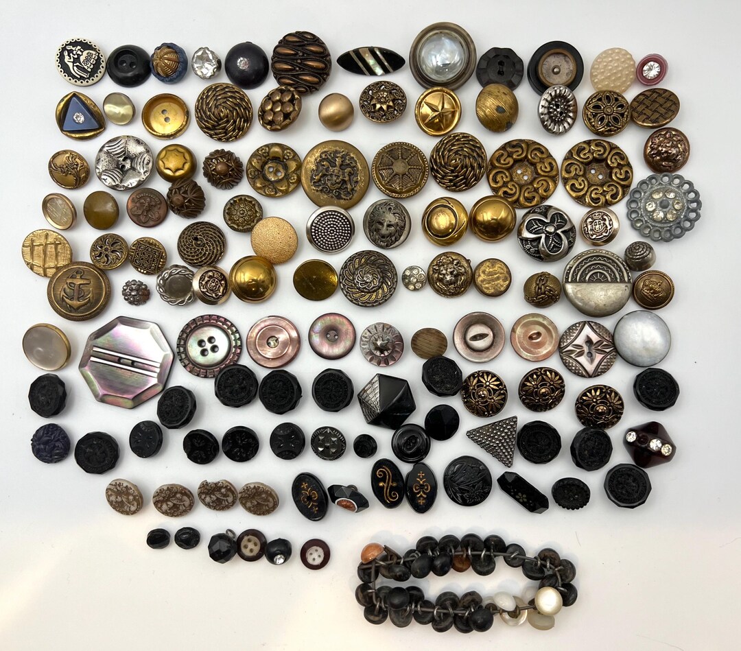 121 + Antique Glass Metal Jet Abalone Plastic Buttons - Etsy