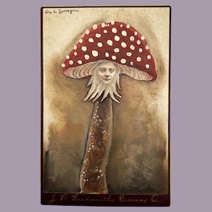 Mushroom Maiden Altered Art Victorian Cabinet Card Photo Painting autorstwa Dee Sprague