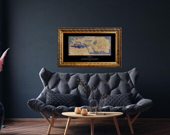 1154 A.D. The World Turned Upside Down - Vintage Map Wall Piece | Custom Sizes Available, Printed on Poster, Canvas, or Glass