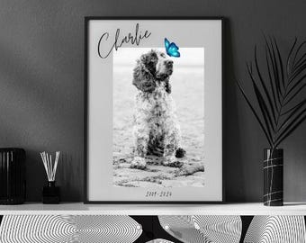 Personalized Pet Portrait – Hand-Colored Grayscale Art with Unique Accents - 8x10in or 4x6in Print