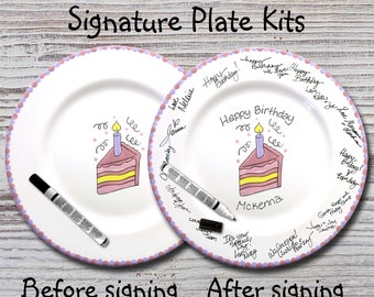 Hand Painted Signature Birthday Plate - Slice of Cake  - Happy Birthday Plate - 1st Birthday - Birthday Cake - Birthday Gift