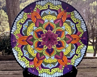 Hand Painted Ceramic Mandala Plate - One-of-a-kind