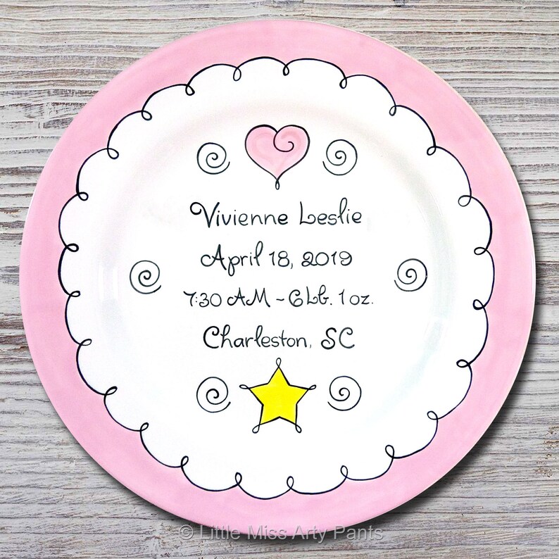 Personalized Birth Plates Personalized Ceramic Baby Plate Etsy