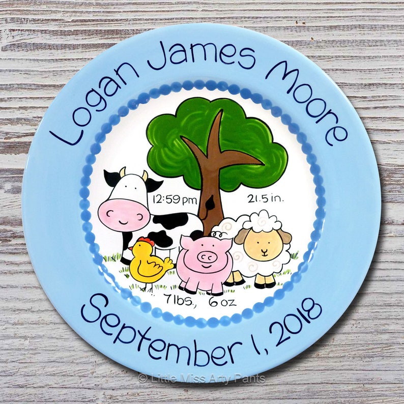 Personalized Birth Plates Personalized Ceramic Baby Plate Etsy