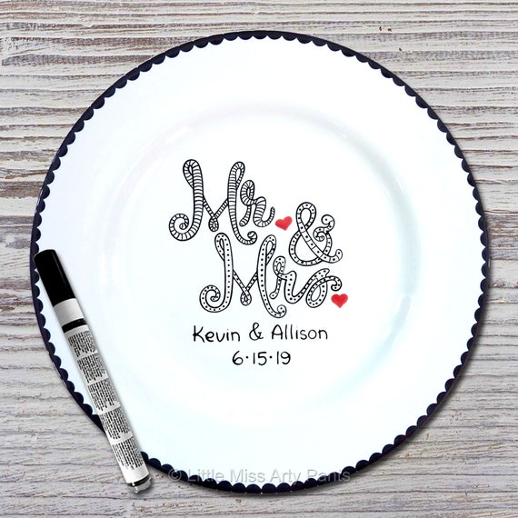 Personalized Wedding Signature Plate Guest Book Plate Etsy