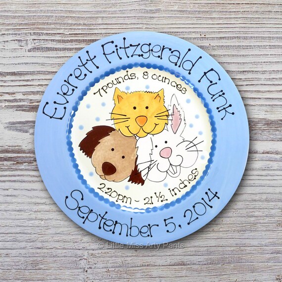 personalized baby birth plates