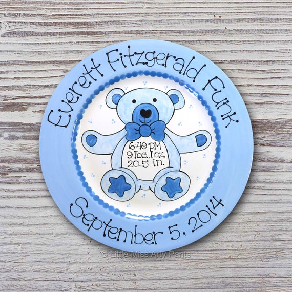 personalized baby birth plates