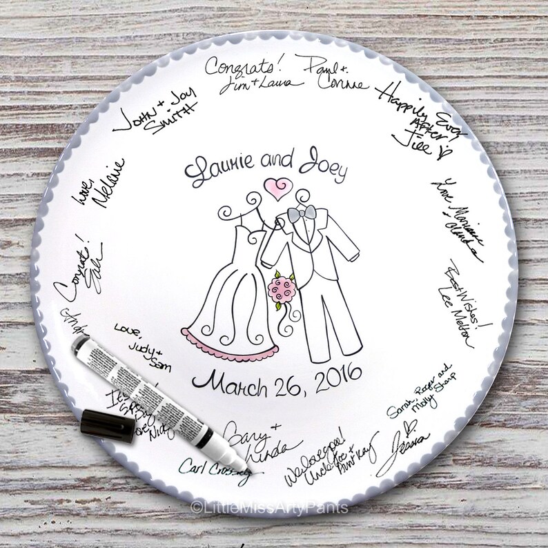 Personalized Wedding Signature Plate Guest Book Plate Etsy