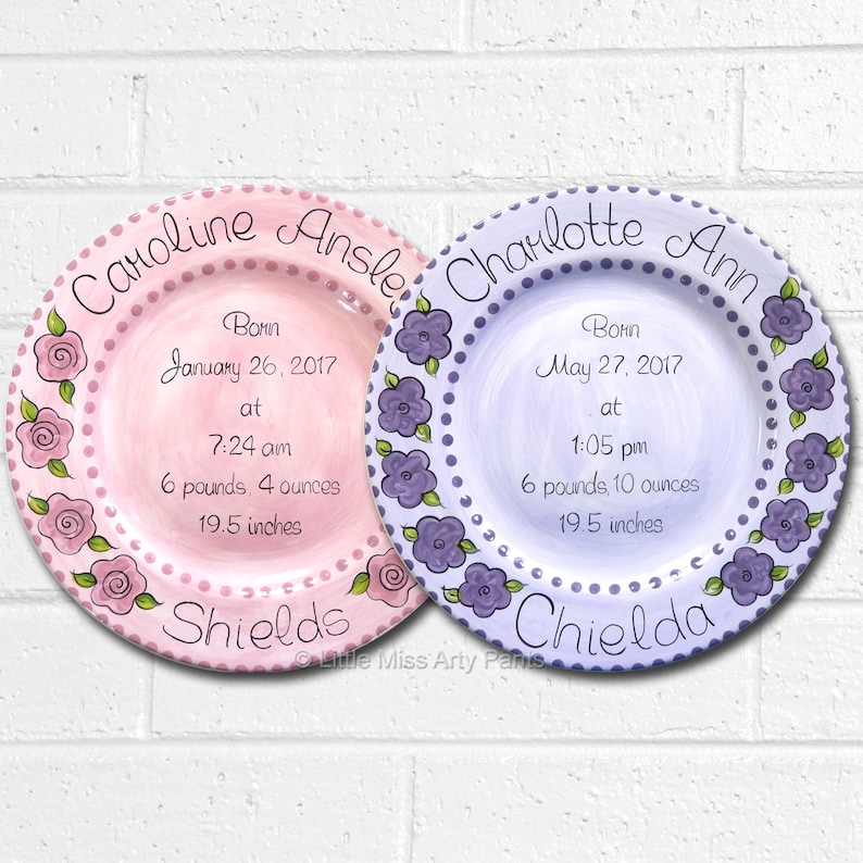 Personalized Birth Plates Personalized Ceramic Baby Plate Etsy