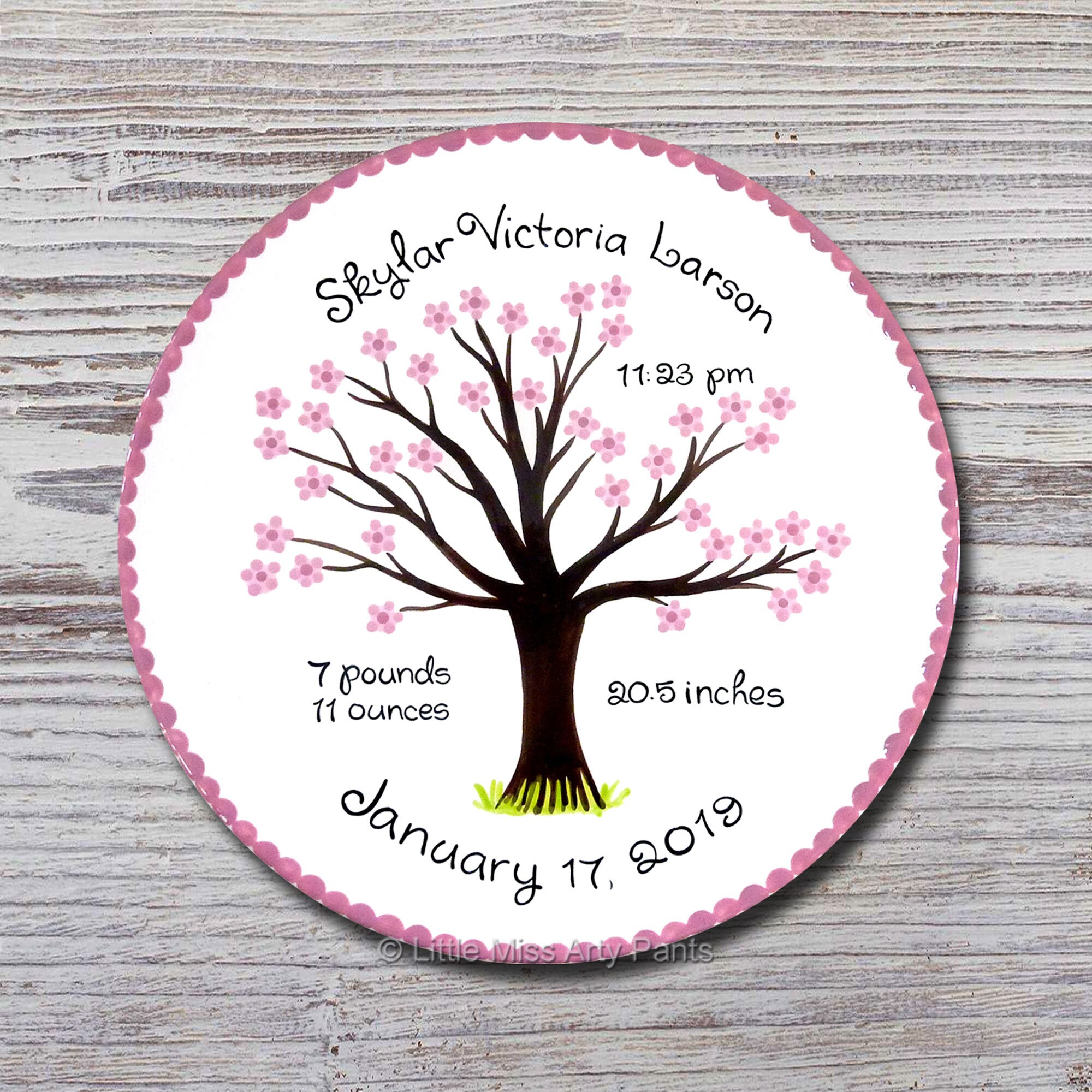 Personalized Ceramic Birth Announcement 11 Plate New Baby Gift