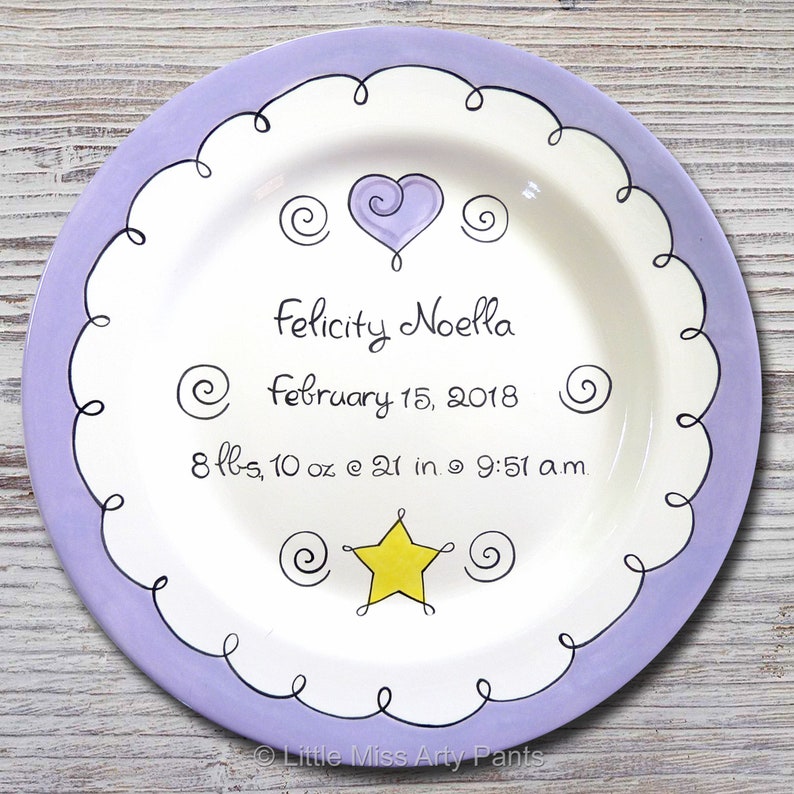 Personalized Birth Plates Personalized Ceramic Baby Plate Etsy