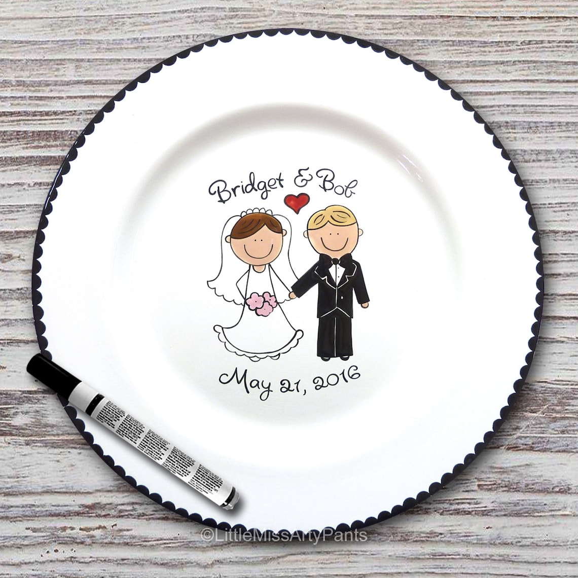 Personalized Wedding Signature Plate Guest Book Plate Etsy