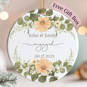 Engaged Ornament 2025, Custom Engagement Ornament with Names & Date, Personalized Wedding Ornament, Classic Engaged Ornament