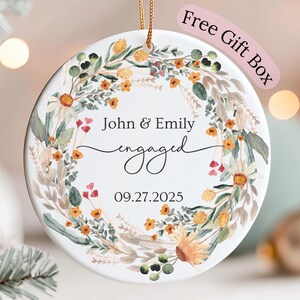 Engaged Ornament 2025, Custom Engagement Ornament with Names & Date, Personalized Wedding Ornament, Classic Engaged Ornament