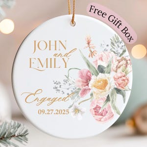 Engaged Ornament 2025, Custom Engagement Ornament with Names & Date, Personalized Wedding Ornament, Classic Engaged Ornament