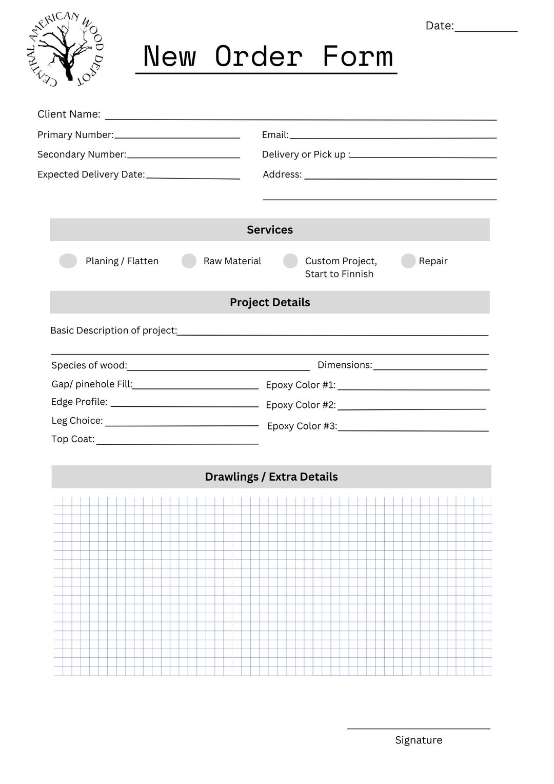 Custom Woodworking Client Intake Form and Shop Sheet - Etsy