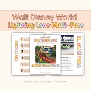 Travel Agent WDW, Lightning Lane Multi Pass, Travel Canva Template, Genie