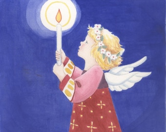 Christmas Angel  Giclee Print of Original Watercolor
