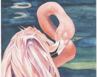 Flamingo Watercolor Painting - Print