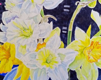Daffodils - Limited-Edition Print of Original Watercolor Painting of Daffodil Flowers