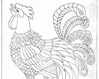 New! Rooster Coloring Sheet for Grown-ups!