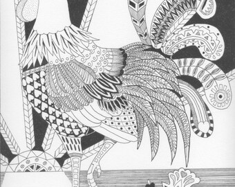 Rooster Pen and Ink