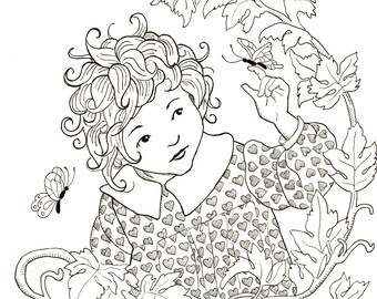 Little Girl and Butterflies - Print