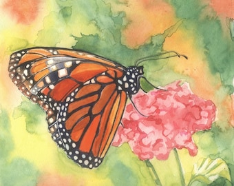Limited-Edition Print of Original Watercolor Painting of a Monarch Butterfly