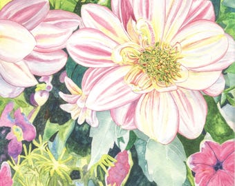 Limited Edition Giclee Print of Original Watercolor, "Pamela's Flowers"