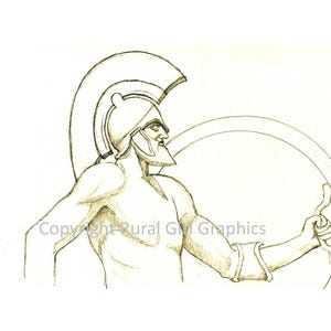 Battle of 300 Limited-Edition Print of Original Drawing &quot;Leonidas&quot; Spartan Leader