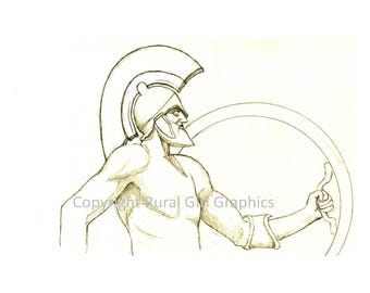Battle of 300 Limited-Edition Print of Original Drawing "Leonidas" Spartan Leader