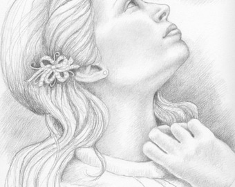 Woman's Profile Drawing "Hope" - Print