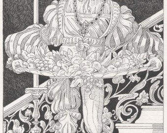 Limited Edition Giclee Print of Pen and Ink Drawing, "Bounty"