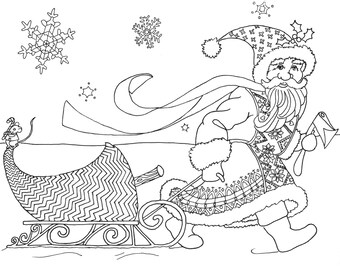 Santa and his Christmas Tree - Coloring Sheet