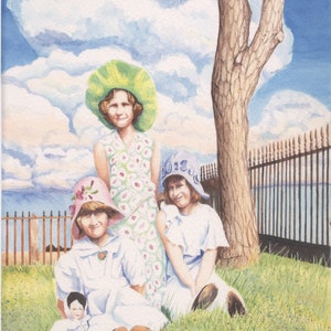 Limited-Edition Giclee Print of Original Watercolor Painting &quot;Kansas Girls&quot;