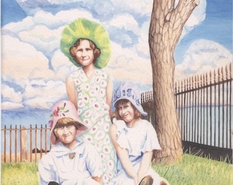Limited-Edition Giclee Print of Original Watercolor Painting "Kansas Girls"