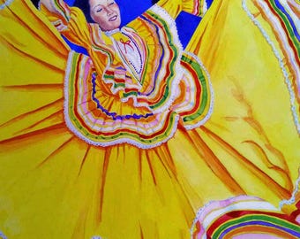 Limited-Edition Fine-Art Print (Giclee) of an Original Watercolor Painting "La Bailadora" (The Dancer)