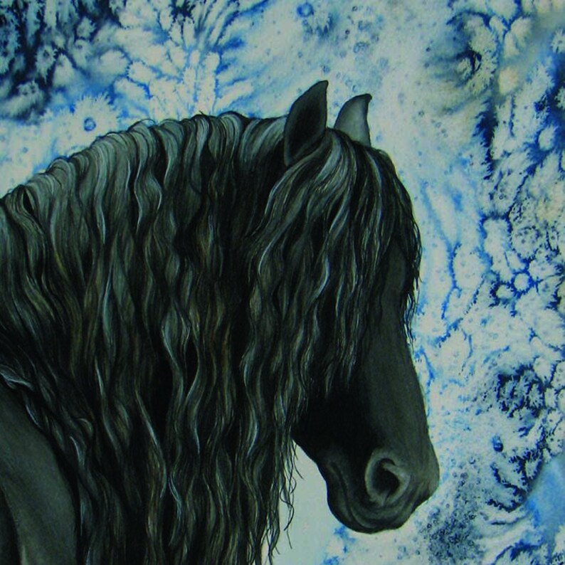 Friesian Painting Black Horse Art Print Horse Gift Equine Home Decor Etsy